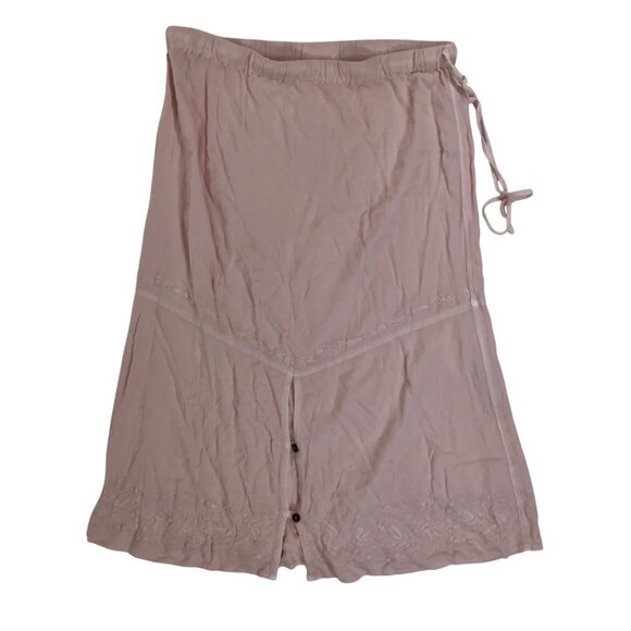 Soft Surroundings Womens Pink M/L Embroidered Cottagecore Prairie Midi Skirt - Picture 5 of 6